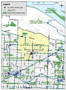 bus stops and hop vendors