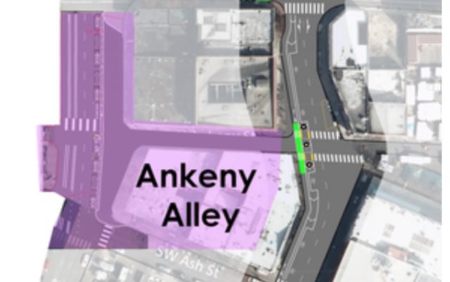 New plaza coming to intersection west of Voodoo Doughnuts.