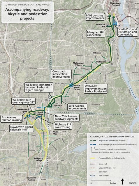 Metro map of additional bike/walk projects that could be included in SW Corridor Draft EIS.