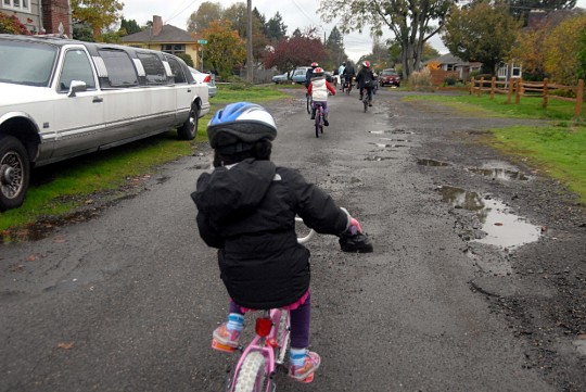 pedaling from behind