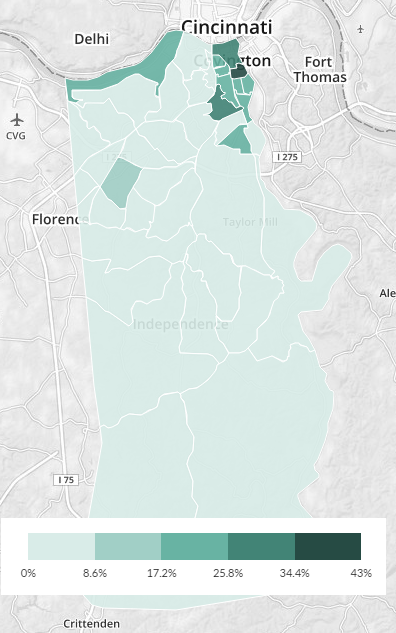 kenton county ky no-car map