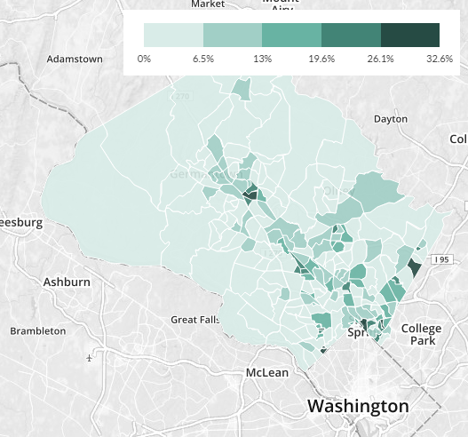 montgomery county md no-car map