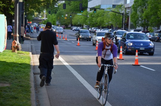 purple bike black walk