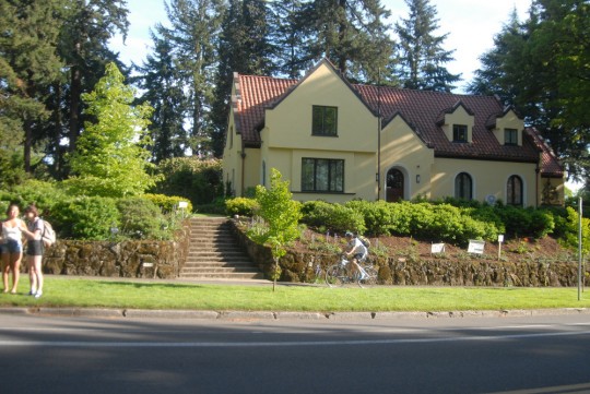 yellow house from below