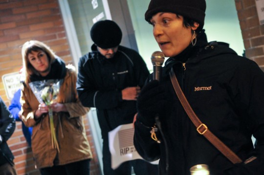 Put on by Livable Streets Action, an affiliate group of BikeLoudPDX. This vigil was held to remember the 409 people who have died on Oregon roads so far in 2015... and particularly Martin Greenough, who was killed five days ago while biking on NE Lombard.