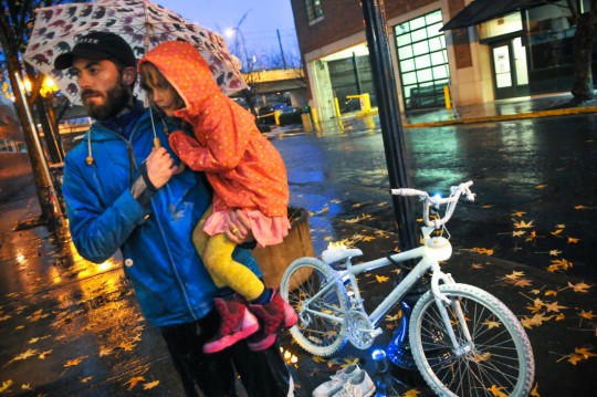 Put on by Livable Streets Action, an affiliate group of BikeLoudPDX. This vigil was held to remember the 409 people who have died on Oregon roads so far in 2015... and particularly Martin Greenough, who was killed five days ago while biking on NE Lombard.