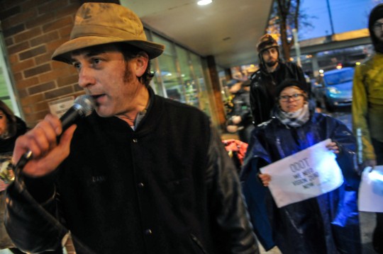 Put on by Livable Streets Action, an affiliate group of BikeLoudPDX. This vigil was held to remember the 409 people who have died on Oregon roads so far in 2015... and particularly Martin Greenough, who was killed five days ago while biking on NE Lombard.