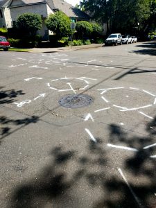 Ankeny pavement markings, looking southwest. Ted Timmons, CC-BY 3.0.