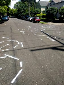 Ankeny pavement markings, looking west. Ted Timmons, CC-BY 3.0.