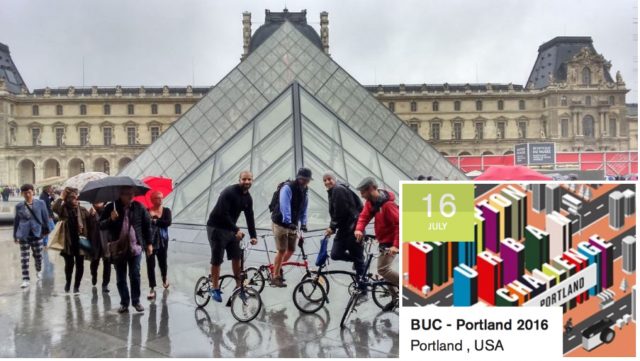 Participants in the Paris Challenge at a checkpoint in front of the Louvre.(Photo: Brompton)