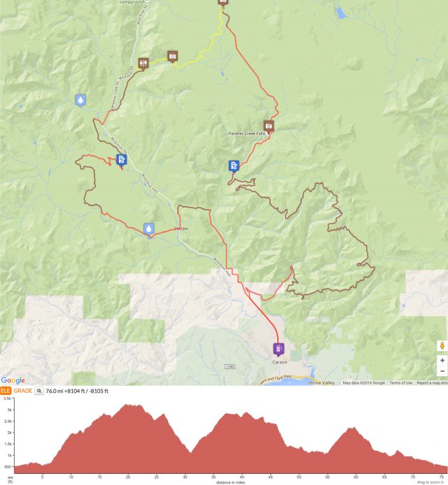 Falls Creek Hinterland Route map and elevation