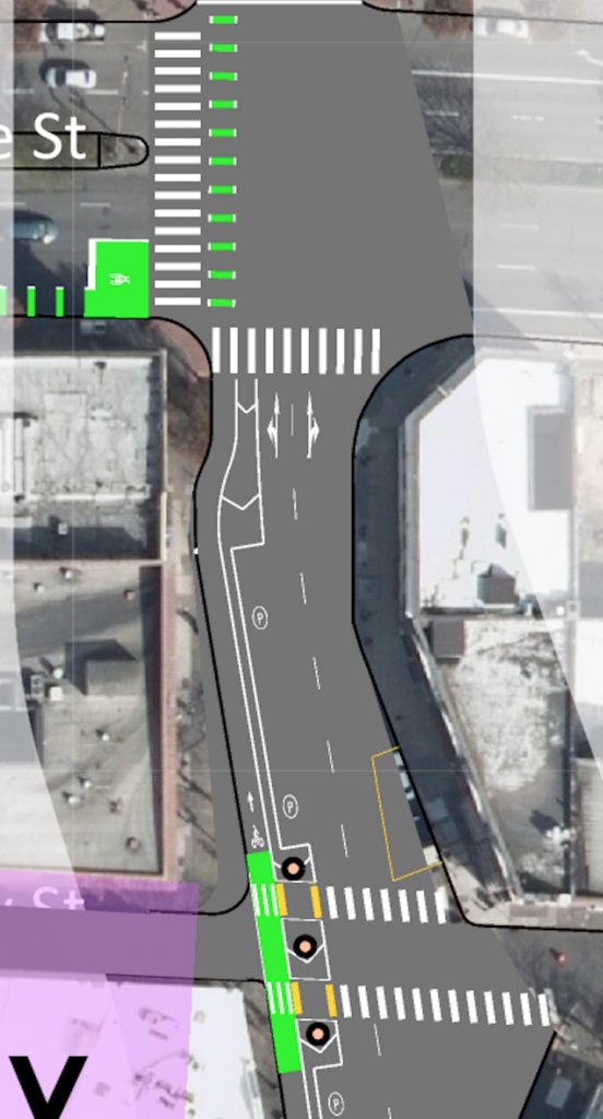 Striping plan for SW 2nd between Ankeny and Burnside.