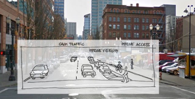 Mock-up of what 2nd Avenue will look like by the end of July.(Images: City of Portland)