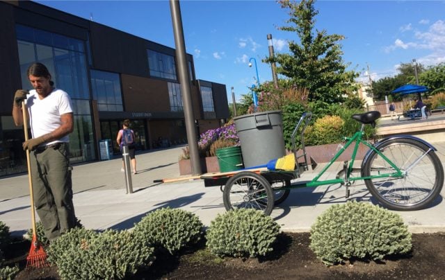 PCC groundskeeper Eric Roberts and his new work truck.(Photos: J. Maus/BikePortland)