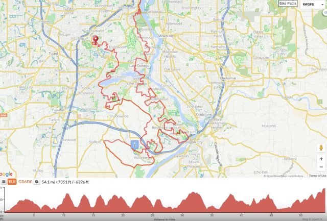 Map via Ride With GPS.