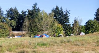 Homeless campers at Gateway Green