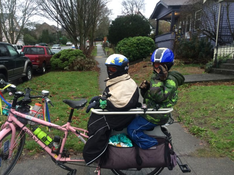 Ski helmets and goggles keep heads warm.