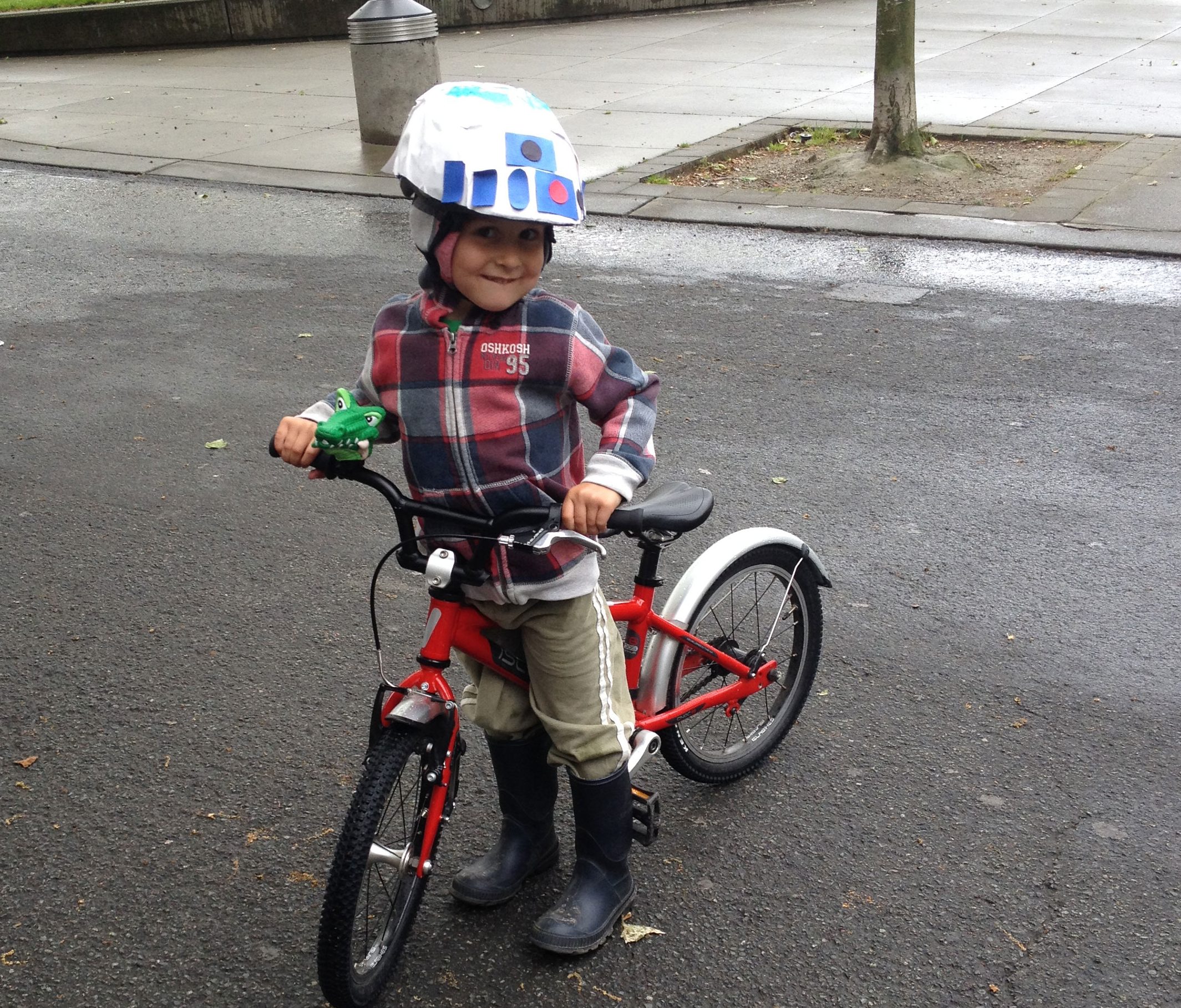 Child wearing hot sale helmet