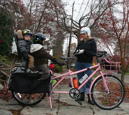 Our first day on the cargo bike, six years ago