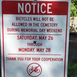 Be advised: River View Cemetery bike route will be closed Memorial Day weekend IMG_0558