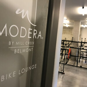 Bike Lounge at Modera Belmont apartments