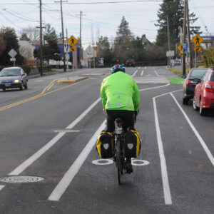 New lane striping on N Denver Ave in Kenton