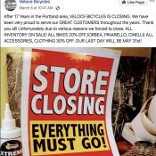 Veloce Bicycles in Beaverton is closing