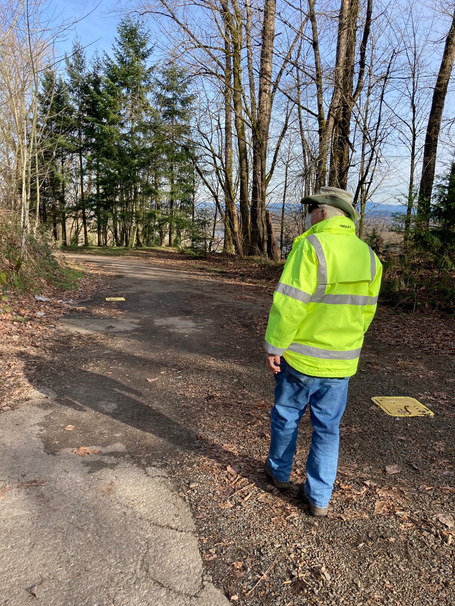 Photo of Don Baack walking the old Slavin Road.