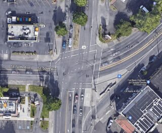 Aerial Google Maps view of SE 50th and Powell.