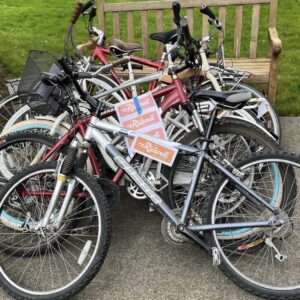 Used bicycles in a pile.