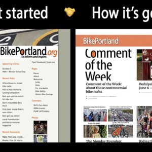 screengrabs of bikeportland website