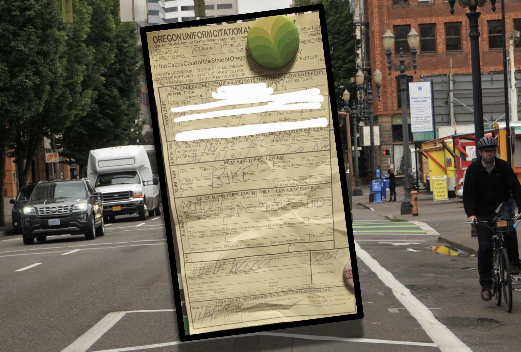 Woman Cited By Portland Police For Not Riding In Downtown Bike Lane 