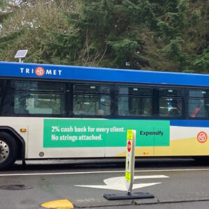 Photo of TriMet bus with few passengers.