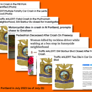 Traffic deaths in Portland in July 2012 (as of July 21)