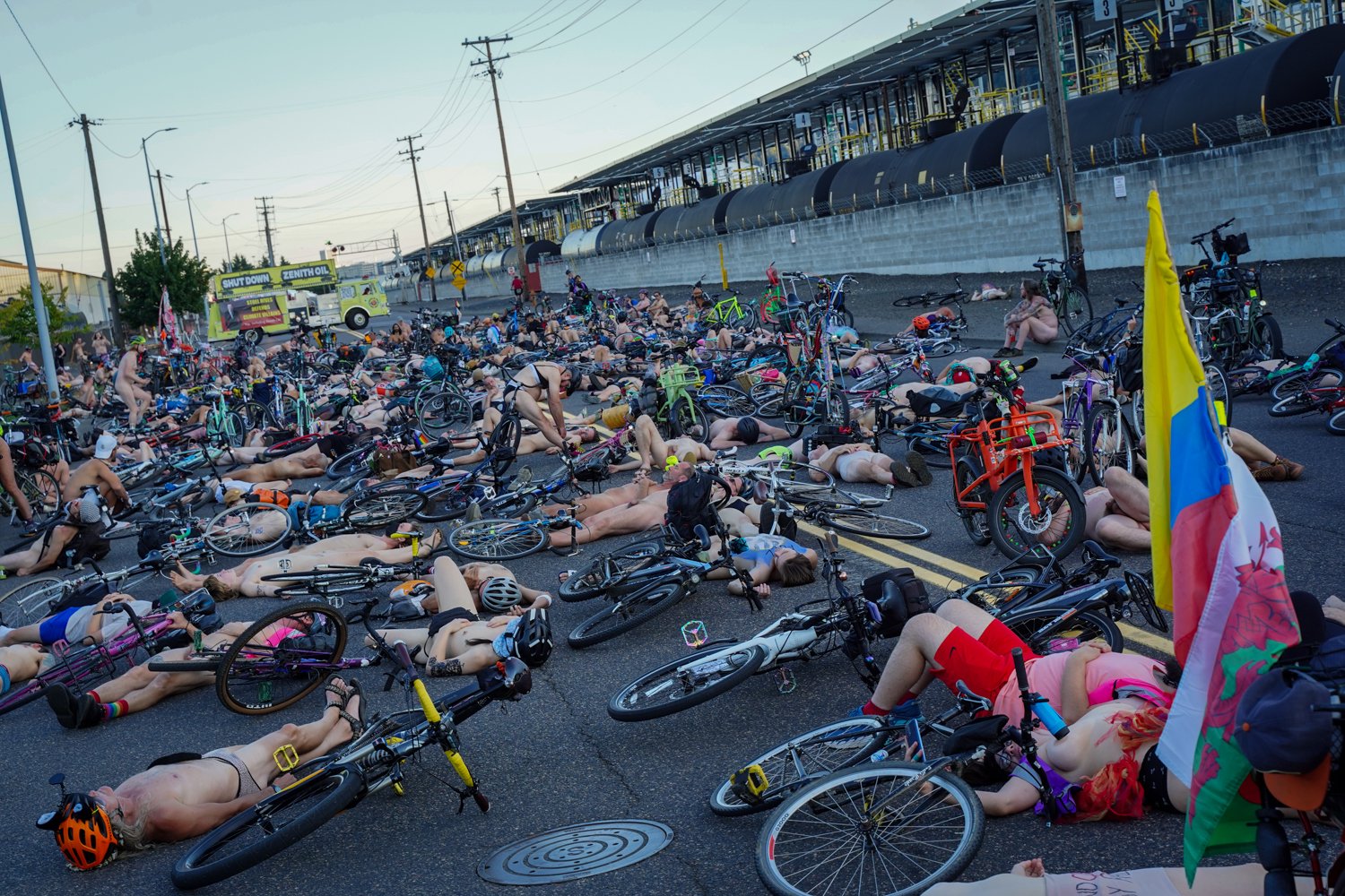 Die-in protest against Zenith Energy marks 20th World Naked Bike Ride