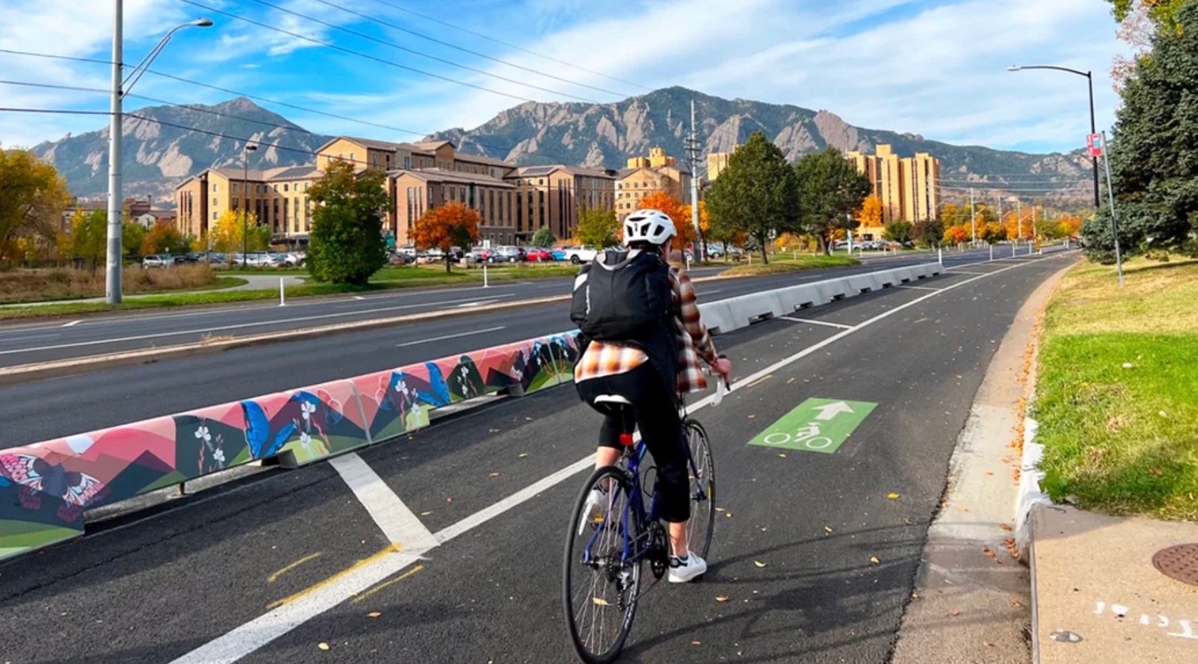 tall curbs protecting a bike lane in Denver.